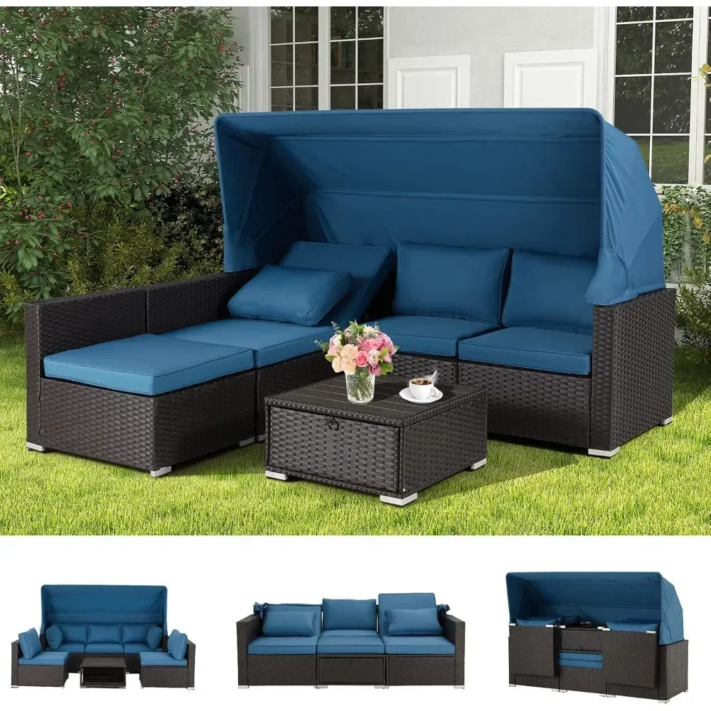 Outdoor Willow Segm Outdoor Willow Sofa Set, Courtyard Furniture Set, Adjustable Backrest and Cushion, Storage Platform, 6 PCS
Outdoor Willow Segm Outdoor Willow Sofa Set, Courtyard Furniture Set, Adjustable Backrest and Cushion, Storage Platform, 6 PCS