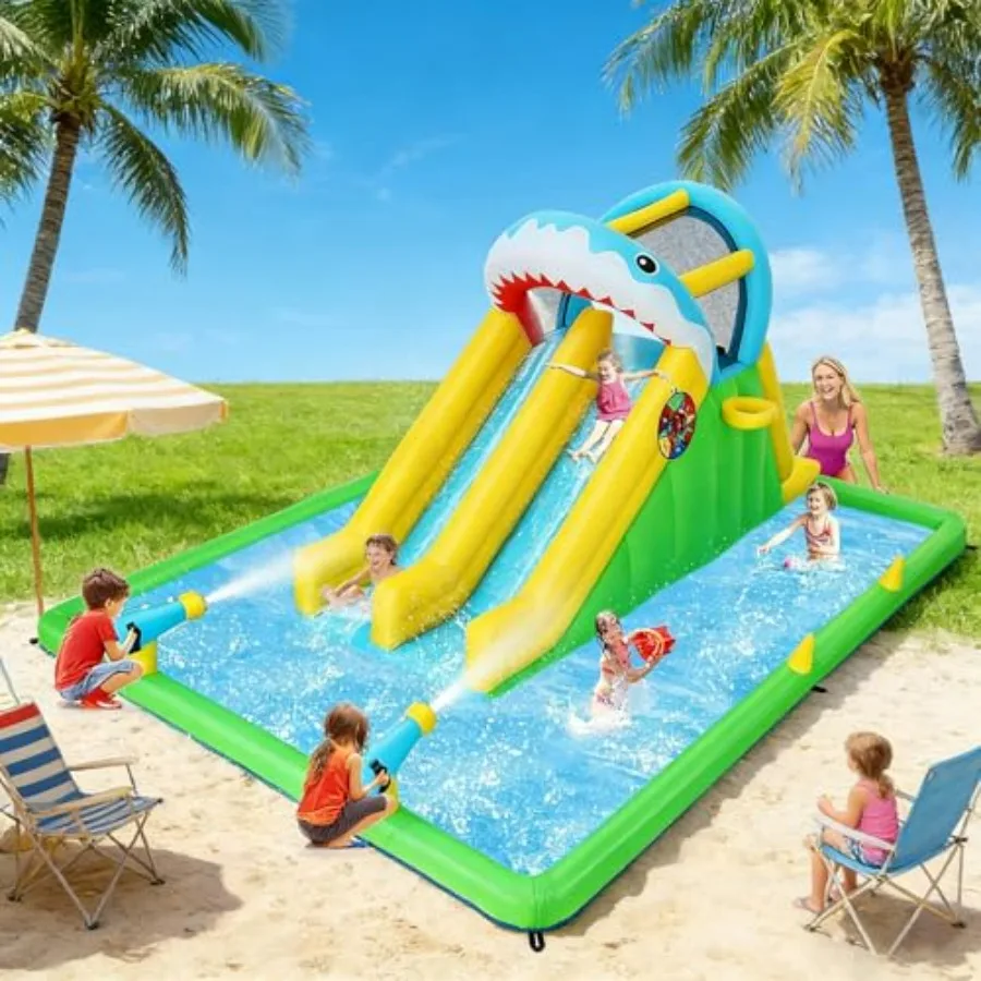 Inflatable Water Bounce House for 3-12 Years Shark Attack Fun Zone 8-in-1 Playset with Dual Water Slides Ball Pit Games Ultimat
Inflatable Water Bounce House for 3-12 Years Shark Attack Fun Zone 8-in-1 Playset with Dual Water Slides Ball Pit Games Ultimat
