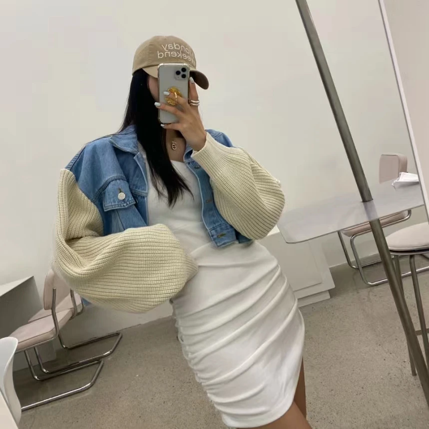 ort Denim Jaet Women's Knitted Patchwork Design Loose Fit Trendy Cotton Pure Color Commute Sle Button Sve Long Jaet
ort Denim Jaet Women's Knitted Patchwork Design Loose Fit Trendy Cotton Pure Color Commute Sle Button Sve Long Jaet