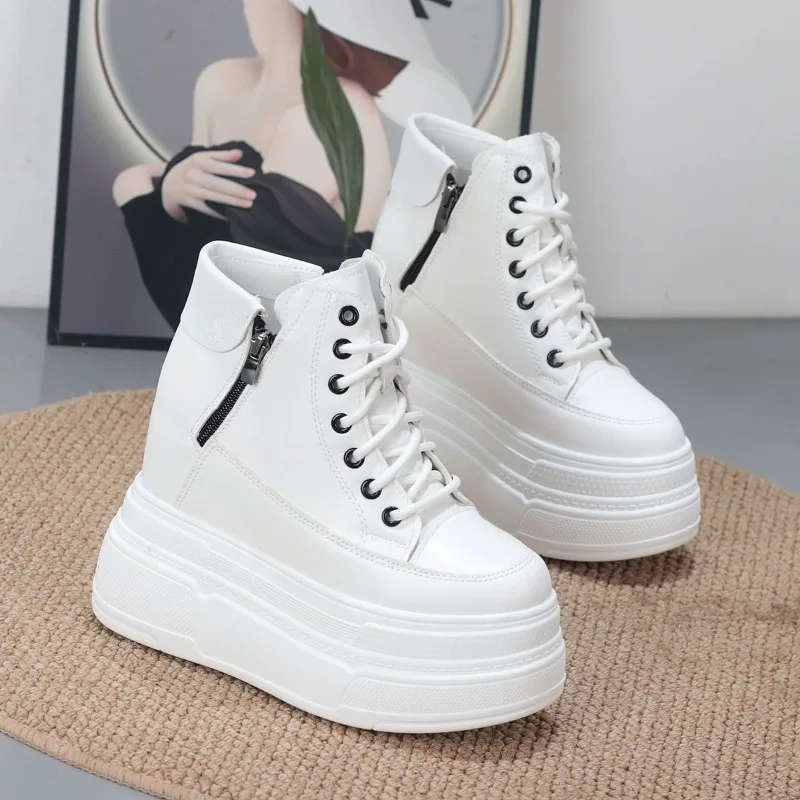 2026 New 12cm Autumn Wedge Heel Short Boots for Women Thick Sole Side Zipper Design Hidden Platform Ankle Shoes for Short Women
2026 New 12cm Autumn Wedge Heel Short Boots for Women Thick Sole Side Zipper Design Hidden Platform Ankle Shoes for Short Women