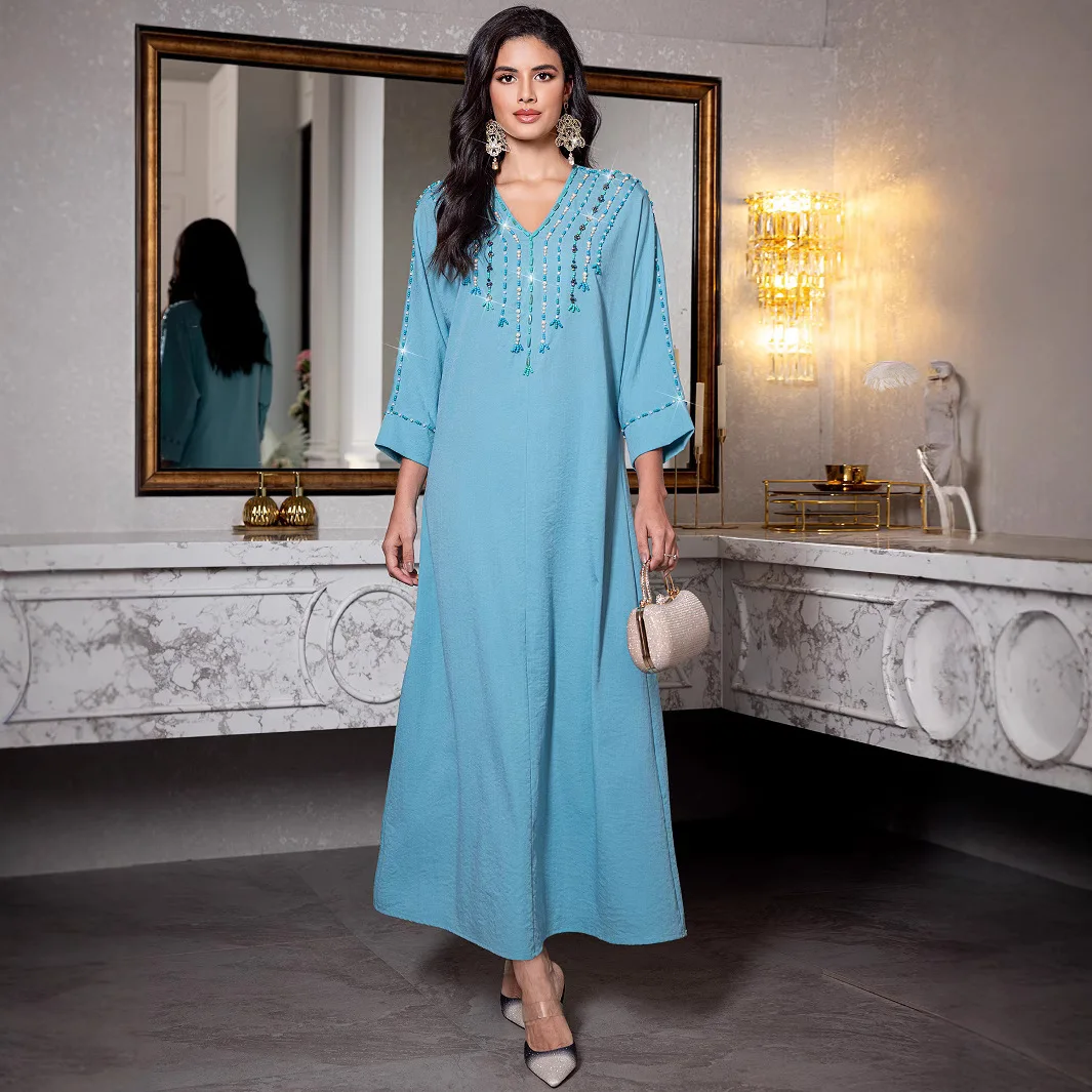 Ramadan Eid Abaya Beaded Islam Arabic Muslim Long Dress Kebaya African Dresses For Women Clothing Robe Musulmane Femme Vestidos
Ramadan Eid Abaya Beaded Islam Arabic Muslim Long Dress Kebaya African Dresses For Women Clothing Robe Musulmane Femme Vestidos