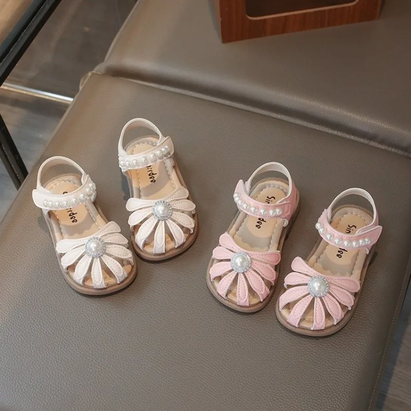 Summer Girl's Sandals Beige Pink Anti-slip Daily Versatile Casual Children Shoes Cover Toe Pearl Breathable Kid's Flat Shoe
Summer Girl's Sandals Beige Pink Anti-slip Daily Versatile Casual Children Shoes Cover Toe Pearl Breathable Kid's Flat Shoe