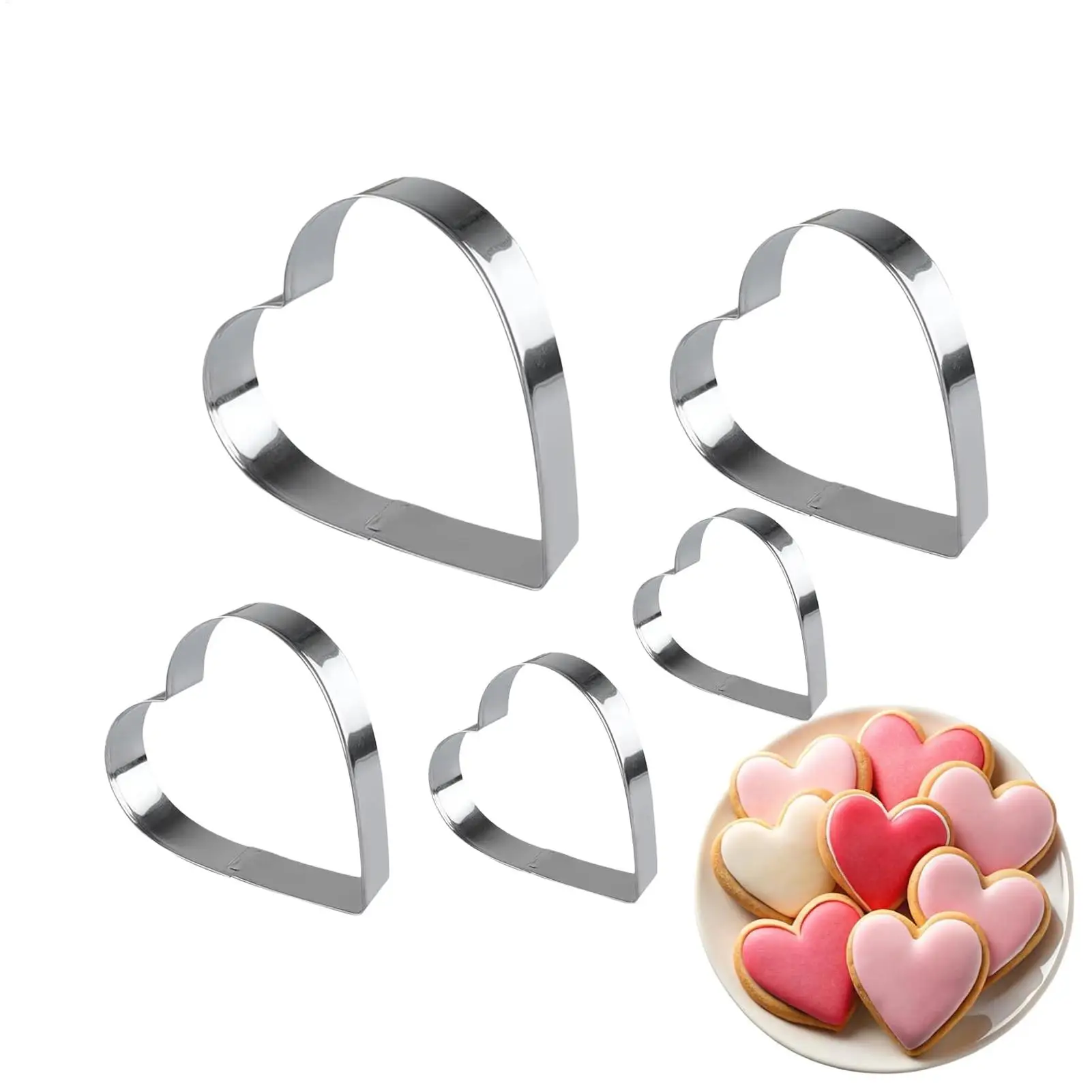 Stainless Steel Pastry Molds 5 Pieces Heart Shaped Cookie Cutter Baking Molds Sliver Cookie Cutter For Kitchen Home Party Baking
Stainless Steel Pastry Molds 5 Pieces Heart Shaped Cookie Cutter Baking Molds Sliver Cookie Cutter For Kitchen Home Party Baking