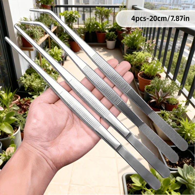 4-Piece Set (2 Straight + 2 Curved) Long Tweezers, Multifunctional Stainless Steel Tweezers for Planting and Cleaning, Durable and Sturdy, Suitable for Bonsai Care, Aquarium Maintenance, Home and Office Use, Useful Pla
4-Piece Set (2 Straight + 2 Curved) Long Tweezers, Multifunctional Stainless Steel Tweezers for Planting and Cleaning, Durable and Sturdy, Suitable for Bonsai Care, Aquarium Maintenance, Home and Office Use, Useful Pla