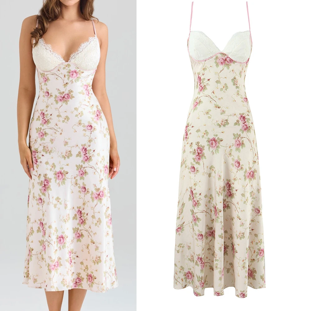 V-Neck Lace Splice Floral Print Wrap Dress Women's Slimming Holiday Long Dress Casual High Waist Cotton Nylon Fabric Print
V-Neck Lace Splice Floral Print Wrap Dress Women's Slimming Holiday Long Dress Casual High Waist Cotton Nylon Fabric Print