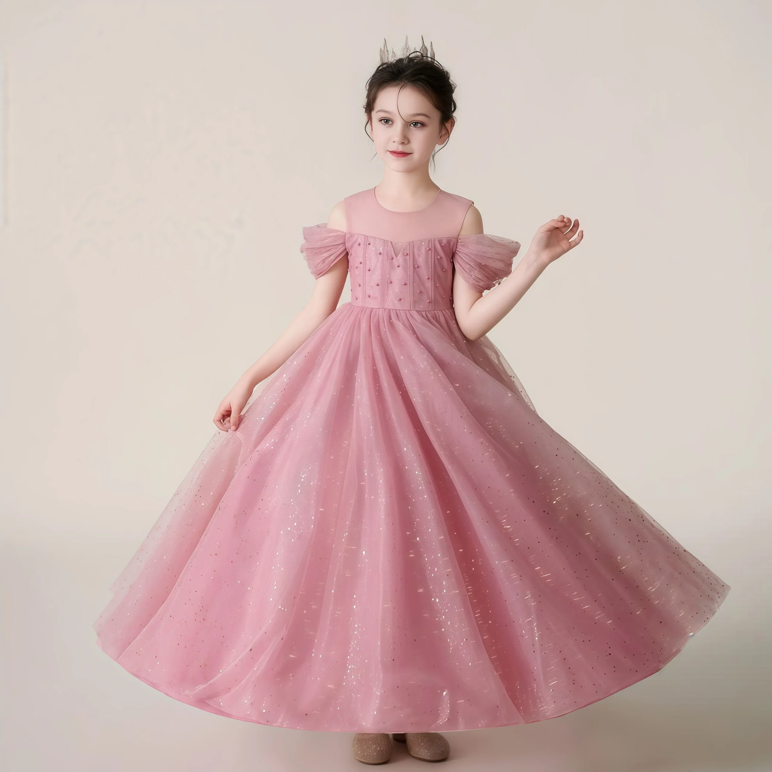 Sparkle Flower Girl Dress Off - Shoulder Puff Sleeves Glittery Ball Gown Elegant Party Outfit for Wedding/Birthday Kids' Formal
Sparkle Flower Girl Dress Off - Shoulder Puff Sleeves Glittery Ball Gown Elegant Party Outfit for Wedding/Birthday Kids' Formal
