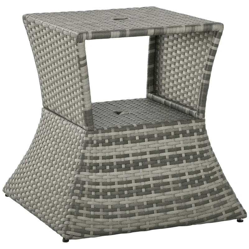 Outsunny Outdoor Side Table with Umbrella Hole, 2 Tier Rattan Wicker End Table with Storage Shelf, All Weather for Patio, Garden, Backyard, Mixed Gray
Outsunny Outdoor Side Table with Umbrella Hole, 2 Tier Rattan Wicker End Table with Storage Shelf, All Weather for Patio, Garden, Backyard, Mixed Gray