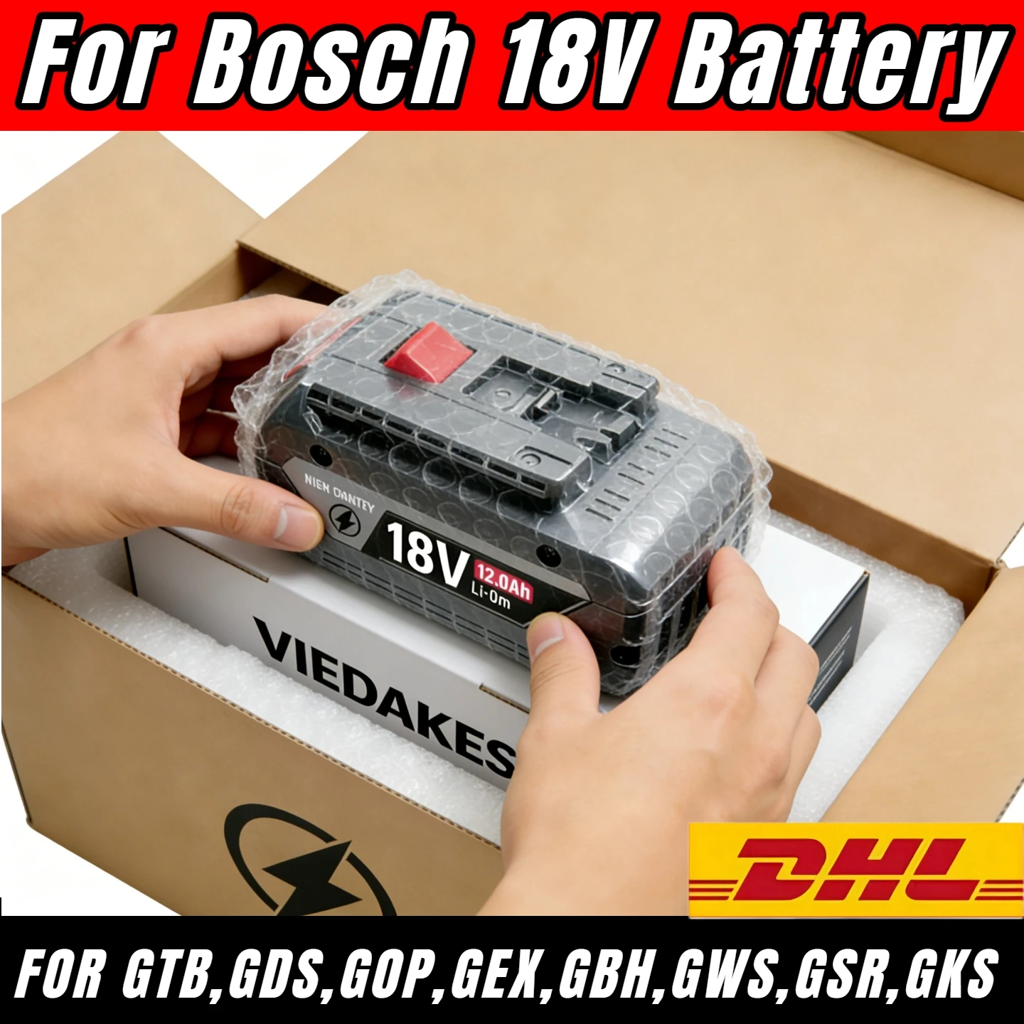 High-Capacity 12.0Ah Aftermarket for Bosch 18V Battery, Extended Runtime for Bosch Drills, Saws, Grinders & Garden 18v Tools.
High-Capacity 12.0Ah Aftermarket for Bosch 18V Battery, Extended Runtime for Bosch Drills, Saws, Grinders & Garden 18v Tools.