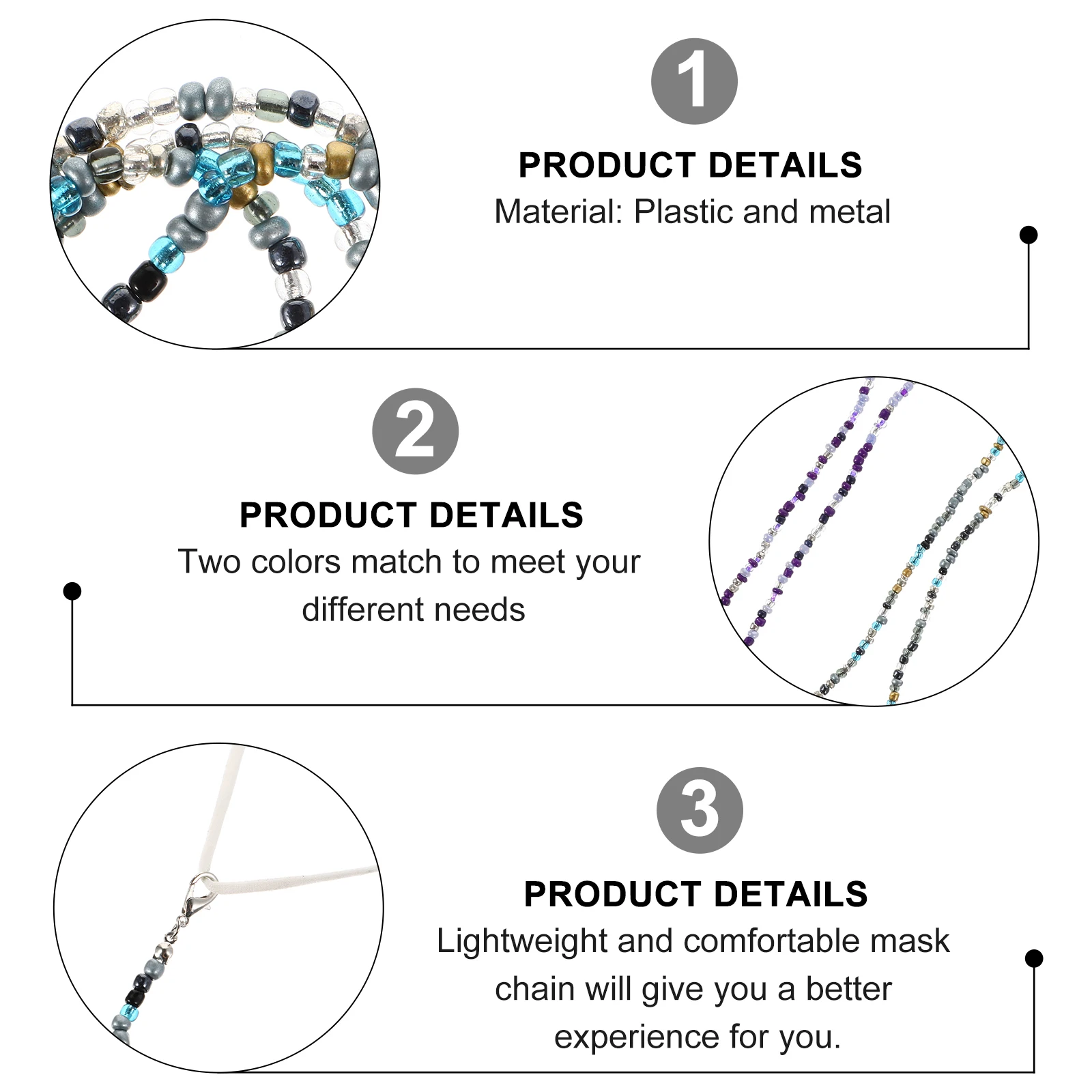 2 Pcs Mask Hanging Chain Necklace Eyeglass Chains Lanyard Glasses Keeper Plastic Accessory Strap
2 Pcs Mask Hanging Chain Necklace Eyeglass Chains Lanyard Glasses Keeper Plastic Accessory Strap