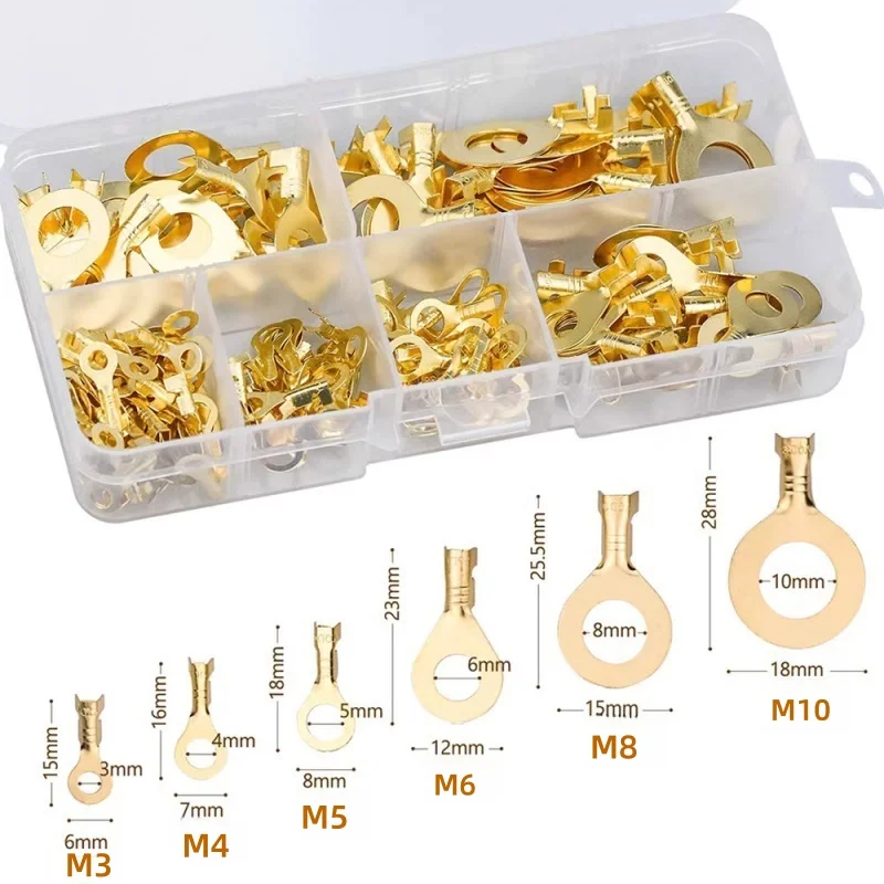 130/150 шт. M3/M4/M5/M6/M8/M10 кольцевые наконечники с глазами, медные обжимные клеммы, кабельный наконечник, соединение провода, неизолированный ассортиментный комплект
130/150 шт. M3/M4/M5/M6/M8/M10 кольцевые наконечники с глазами, медные обжимные клеммы, кабельный наконечник, соединение провода, неизолированный ассортиментный комплект