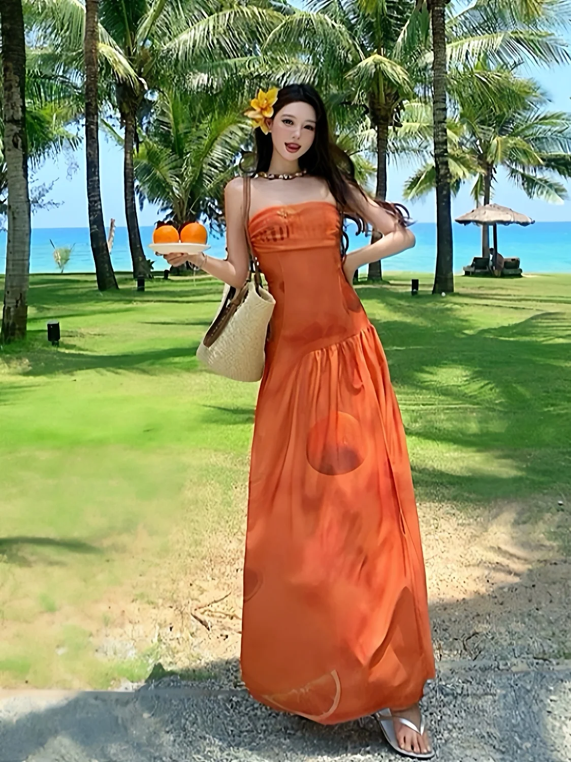 Island Charm Split Dr Beautiful One oulder Tube Top Floral Print High Waist Polyester Summer Vaion Gown Women's Faion
Island Charm Split Dr Beautiful One oulder Tube Top Floral Print High Waist Polyester Summer Vaion Gown Women's Faion