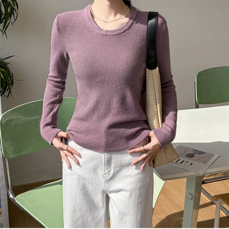 Осень-зима, базовый свитер с круглым вырезом, женские шикарные фиолетовые пуловеры с длинными рукавами, женские простые мягкие вязаные джемперы, новинка 2023 года
Осень-зима, базовый свитер с круглым вырезом, женские шикарные фиолетовые пуловеры с длинными рукавами, женские простые мягкие вязаные джемперы, новинка 2023 года