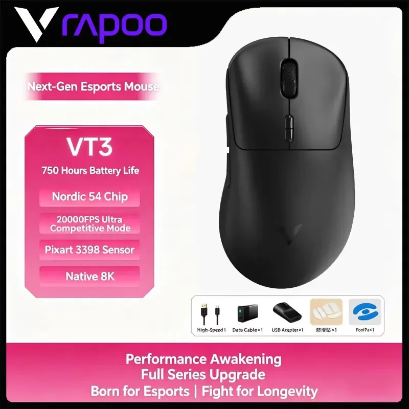 Rapoo VT3 /VT3 MAX Wireless Gaming Mouse True 8K Wireless Polling Rate 53g Lightweight Up to 750Hr Battery Life Macro Enabled
Rapoo VT3 /VT3 MAX Wireless Gaming Mouse True 8K Wireless Polling Rate 53g Lightweight Up to 750Hr Battery Life Macro Enabled