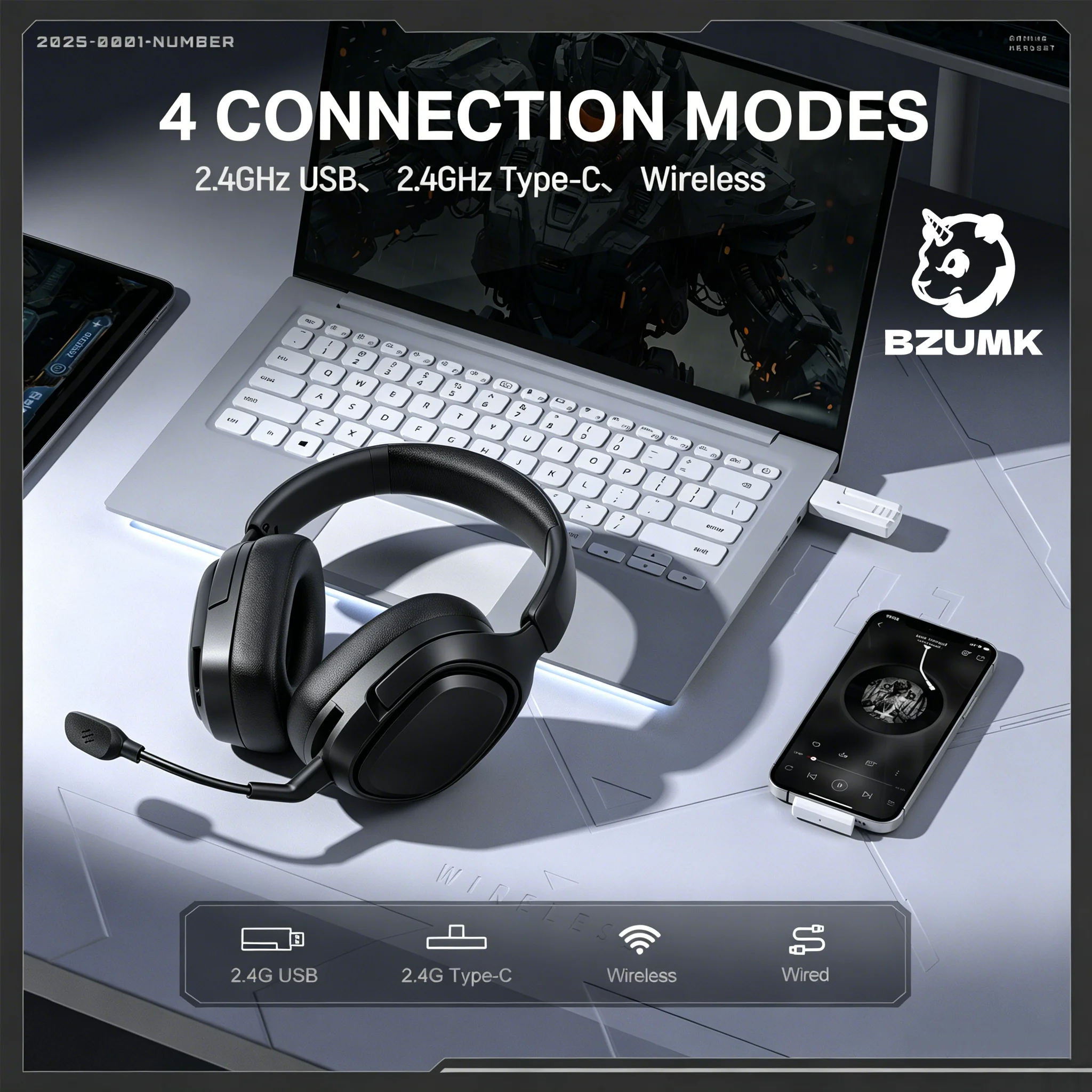 Игровые наушники BZUMK GT808 с четырьмя моделями креплений на голову, удобные в использовании, с регулируемым микрофоном.
Игровые наушники BZUMK GT808 с четырьмя моделями креплений на голову, удобные в использовании, с регулируемым микрофоном.