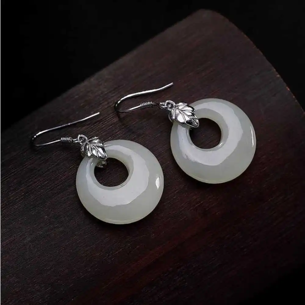 Natural White jade Gemstone Annulus Earrings Eardrop Party New Freshwater Jewelry Classic Gift
Natural White jade Gemstone Annulus Earrings Eardrop Party New Freshwater Jewelry Classic Gift