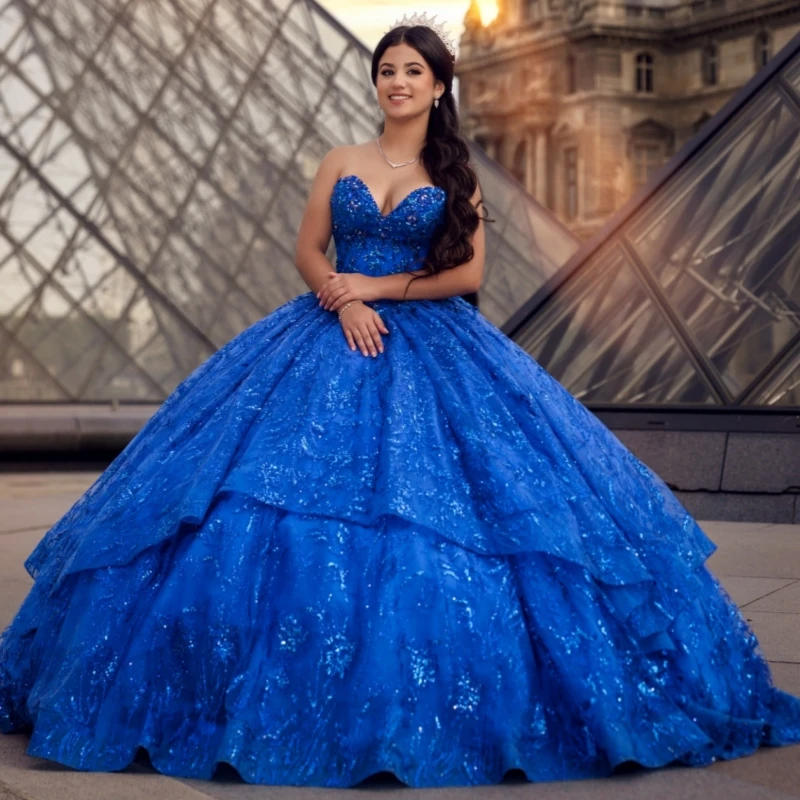 Royal Blue Shiny Quinceanera Dresses Ball Gown Off Shoulder Sequin Applique Lace Beading Crystal Tull Birthday Payty Sweet 16
Royal Blue Shiny Quinceanera Dresses Ball Gown Off Shoulder Sequin Applique Lace Beading Crystal Tull Birthday Payty Sweet 16