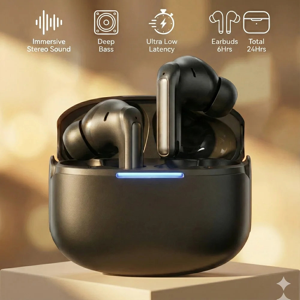 Wireless Bluetooth Headphones HiFi Sound Deep Bass Smart Touch Ultra Low Latency Seamless Single Dual Mode for Gaming Workout
Wireless Bluetooth Headphones HiFi Sound Deep Bass Smart Touch Ultra Low Latency Seamless Single Dual Mode for Gaming Workout