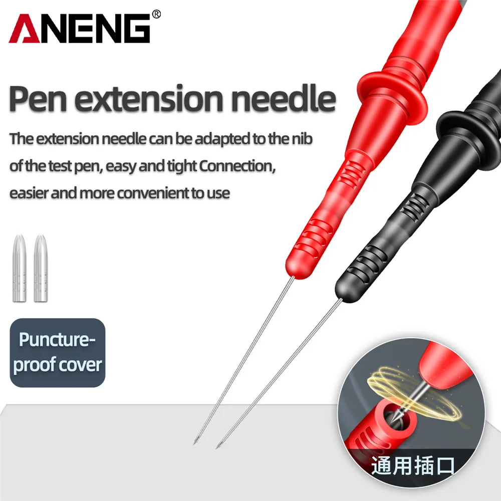 ANENG PT2003 Pen Extension Needle Tip 1 Pair Probe Tip Test Fine tip 1000V/10A Bendable Probe Detachable Accessories Tester Tool
ANENG PT2003 Pen Extension Needle Tip 1 Pair Probe Tip Test Fine tip 1000V/10A Bendable Probe Detachable Accessories Tester Tool