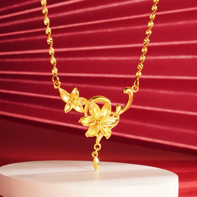 Luxury 24K 9999 Pure Gold real gold Women's Twin Flower Tassel Vine Necklace
Luxury 24K 9999 Pure Gold real gold Women's Twin Flower Tassel Vine Necklace