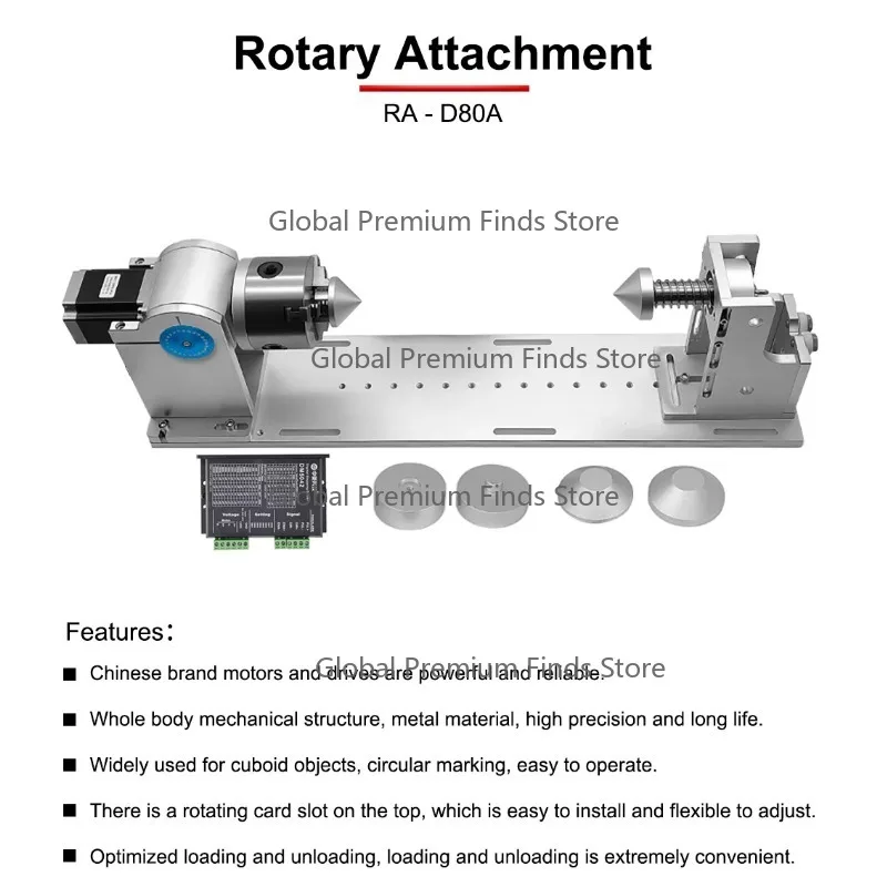CNC Marking Engraving Rotary Axis | 3-Jaw Chuck D80A & Activity Tailstock Set
CNC Marking Engraving Rotary Axis | 3-Jaw Chuck D80A & Activity Tailstock Set