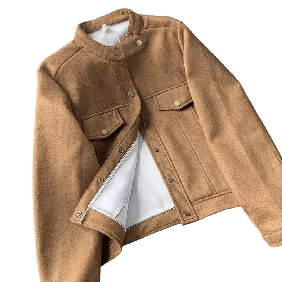 Stand Collar Retro Suede Casual for Men Button Closure Outerwear Ideal for Streetwear Holiday and Seasonal Use
Stand Collar Retro Suede Casual for Men Button Closure Outerwear Ideal for Streetwear Holiday and Seasonal Use