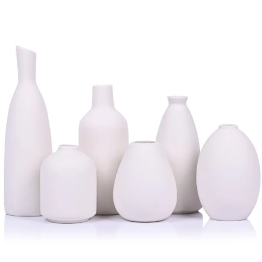 Ceramic Vase of 6, Modern Boho Vases for Dry Flowers, Small White Vases for Decor, White Small Vases for Centerpieces in Bulk,
Ceramic Vase of 6, Modern Boho Vases for Dry Flowers, Small White Vases for Decor, White Small Vases for Centerpieces in Bulk,