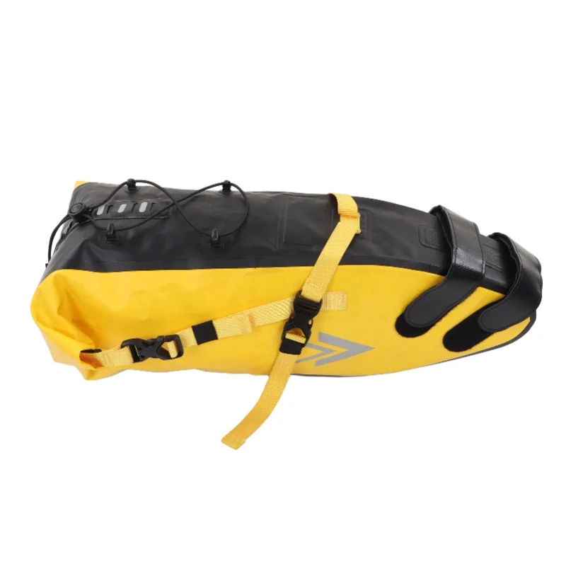 Bikepacking Bag 500D PVC Yellow And Black Waterproof 13L Non Slip Bike Saddle Bag For Long Ride
Bikepacking Bag 500D PVC Yellow And Black Waterproof 13L Non Slip Bike Saddle Bag For Long Ride