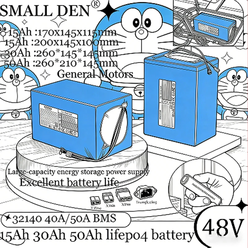 Lithium Iron Phosphate Battery 48V 15AH 30AH 50AH 32140 with Built-in Battery Management System (BMS), suitable for swimming, bo
Lithium Iron Phosphate Battery 48V 15AH 30AH 50AH 32140 with Built-in Battery Management System (BMS), suitable for swimming, bo