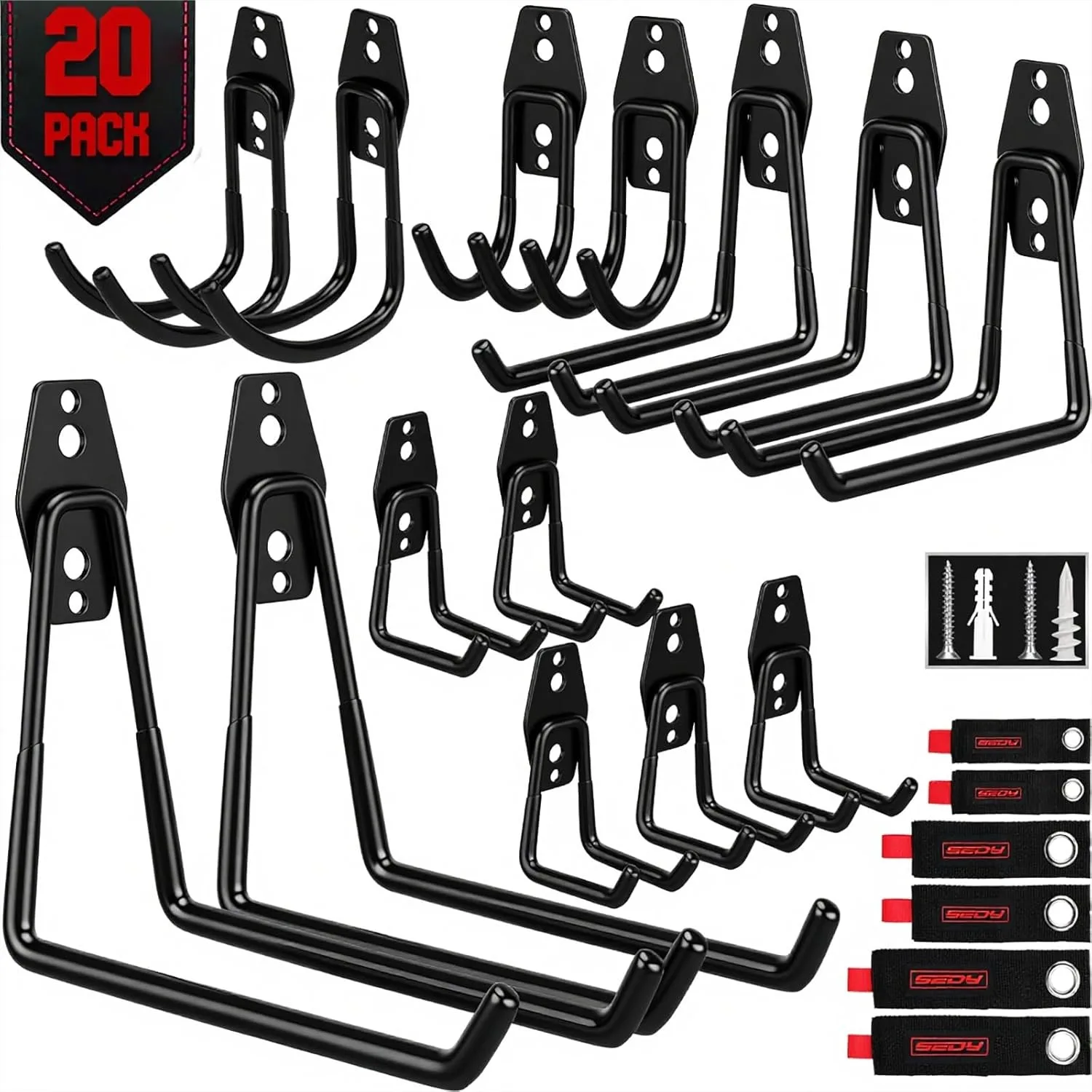 Heavy Duty Garage Storage Hooks with Extension Cord Organizer, Solid Steel Wall Mount Hook Set for Ladders,Bikes,Ropes,Garden
Heavy Duty Garage Storage Hooks with Extension Cord Organizer, Solid Steel Wall Mount Hook Set for Ladders,Bikes,Ropes,Garden