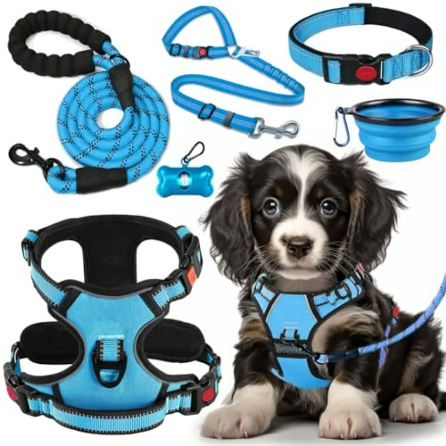 No Pull Dog Harness, Collar and Leash Set Includes Dog Seat Belt, Collapsible Bowls and Poop Bag Dispenser. Ideal for Training,
No Pull Dog Harness, Collar and Leash Set Includes Dog Seat Belt, Collapsible Bowls and Poop Bag Dispenser. Ideal for Training,