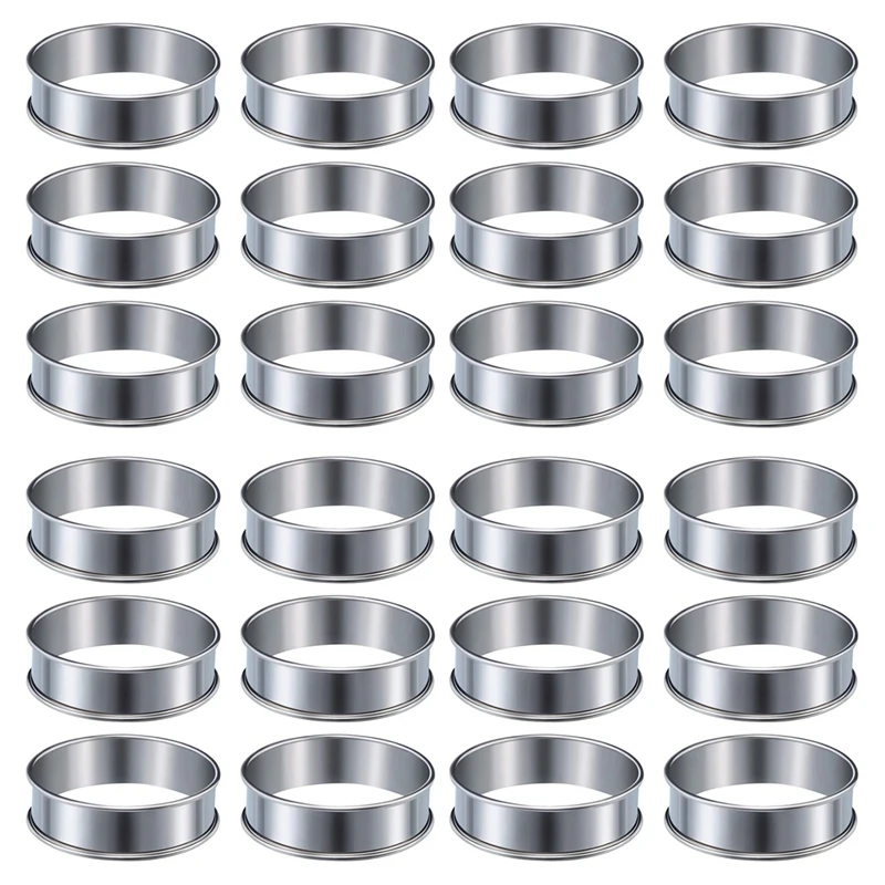 24 Pieces Muffin Tart Rings Double Rolled Tart Ring Stainless Steel Muffin Rings Metal Round Ring Mold For Food Making Promotion
24 Pieces Muffin Tart Rings Double Rolled Tart Ring Stainless Steel Muffin Rings Metal Round Ring Mold For Food Making Promotion