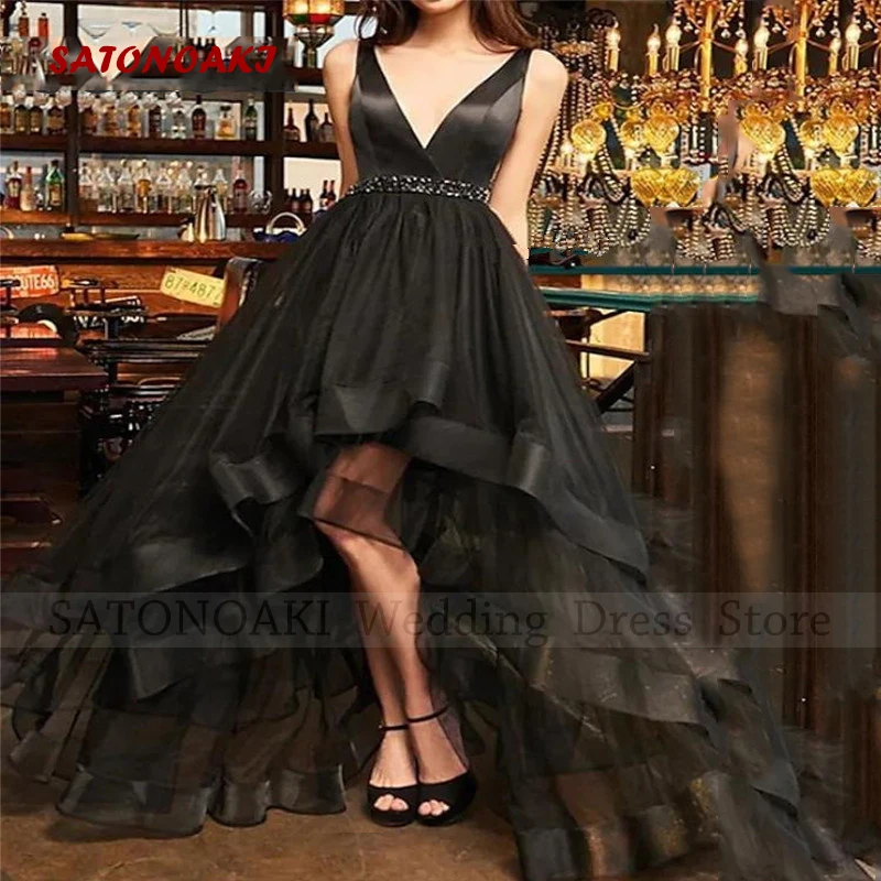 Black Women's Elegant Hi-Low Short Evening Party Dresses Knee Length A-Line V-Neck Prom Dresses Vestidos De Noche Custom Made
Black Women's Elegant Hi-Low Short Evening Party Dresses Knee Length A-Line V-Neck Prom Dresses Vestidos De Noche Custom Made