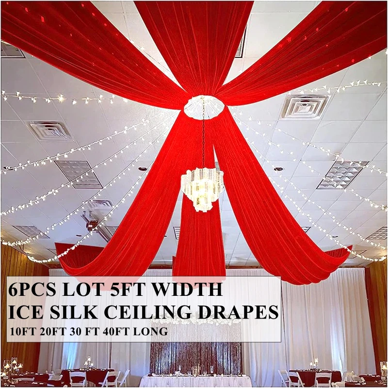 6pcs Lot Poly Ice Silk Ceiling Drape 5ft Width Top Roof Canopy Curtain For Wedding Event Party Decration
6pcs Lot Poly Ice Silk Ceiling Drape 5ft Width Top Roof Canopy Curtain For Wedding Event Party Decration