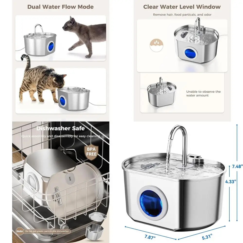 Cat Water Fountain Stainless Steel: 74oz/2.2L Cat Fountain for Drinking- Pet Water Fountain Inside - Automatic Dog Watering Disp
Cat Water Fountain Stainless Steel: 74oz/2.2L Cat Fountain for Drinking- Pet Water Fountain Inside - Automatic Dog Watering Disp