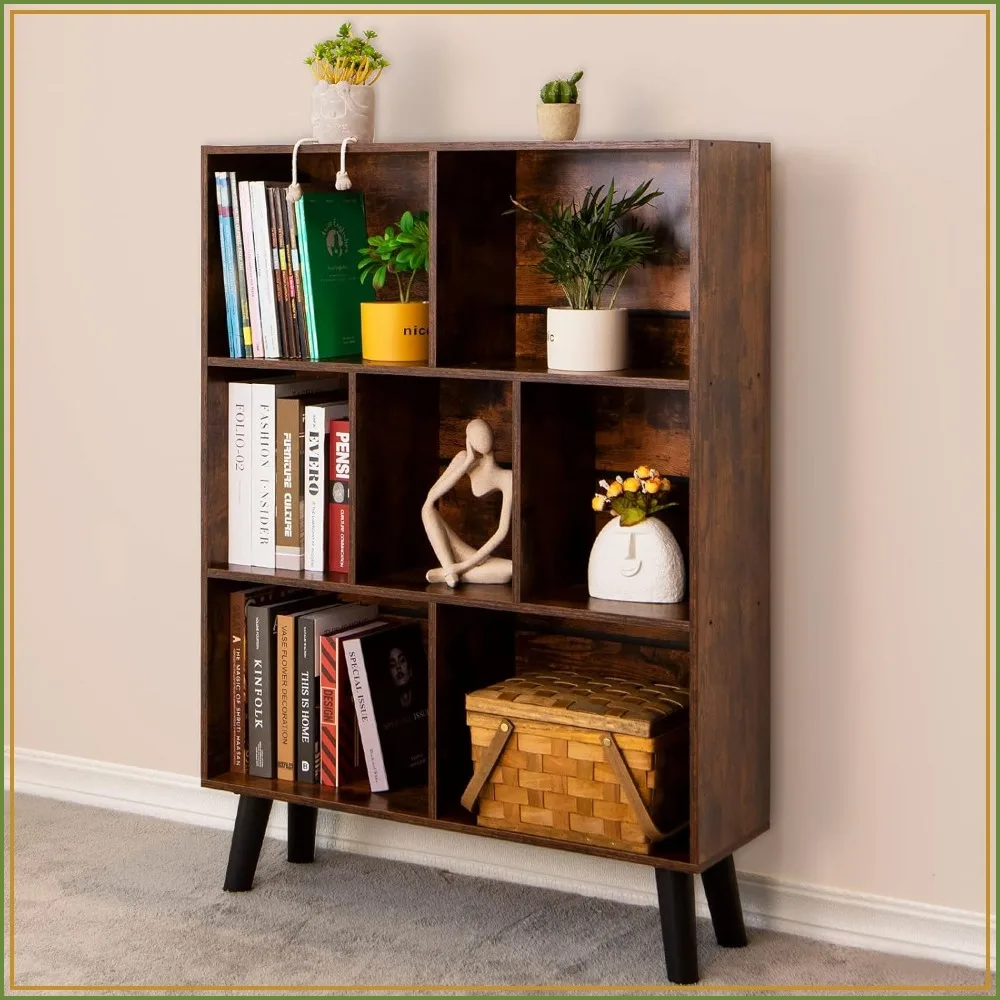 3-Tier Cube Bookshelf, Mid-Century Rustic Brown Bookcase with Legs, Open Storage Shelf for Living Room Bedroom Office
3-Tier Cube Bookshelf, Mid-Century Rustic Brown Bookcase with Legs, Open Storage Shelf for Living Room Bedroom Office