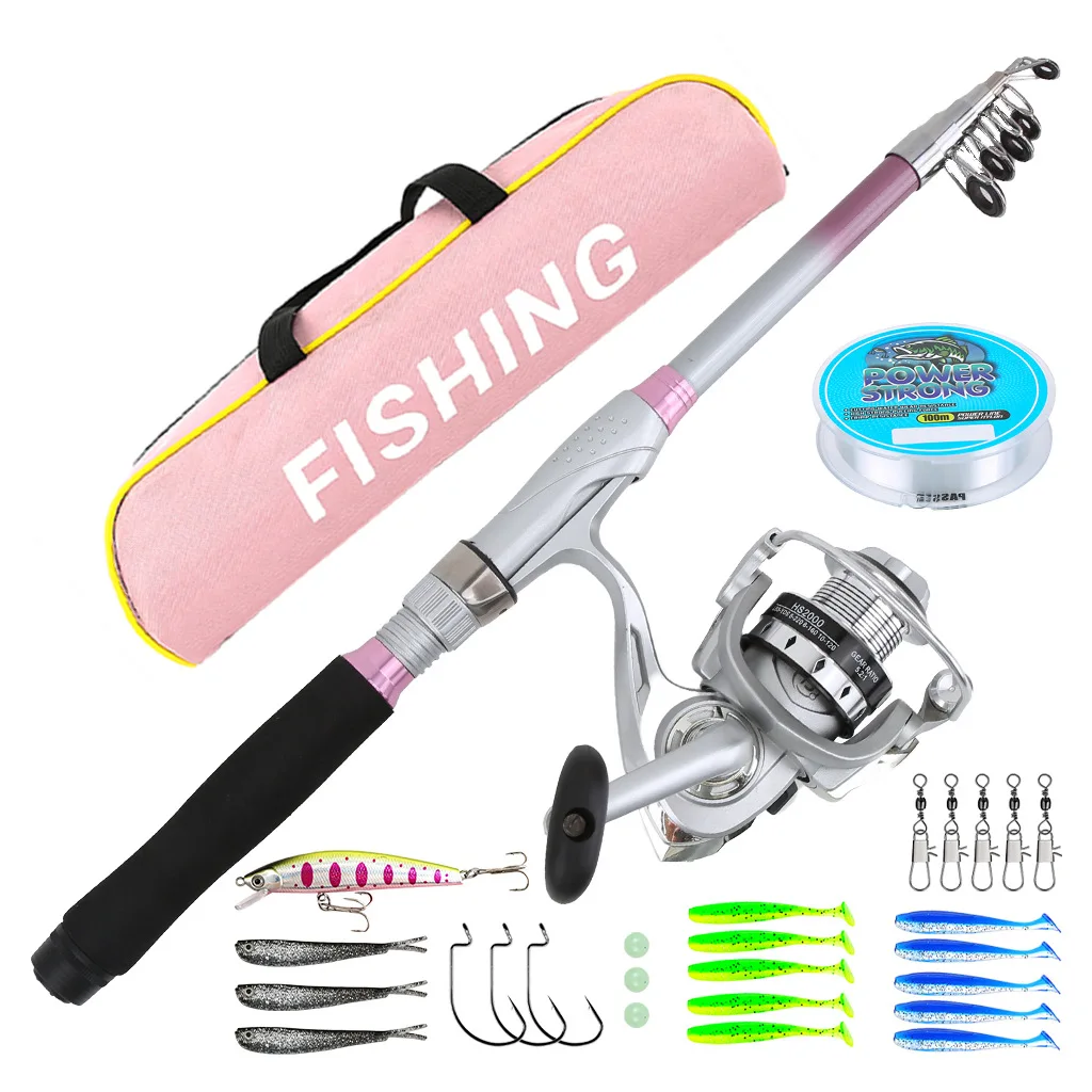 Lure Fishing Gear Set Pink Fishing Rod Wheel Full Set Soft Bait Mino Hook Line
Lure Fishing Gear Set Pink Fishing Rod Wheel Full Set Soft Bait Mino Hook Line