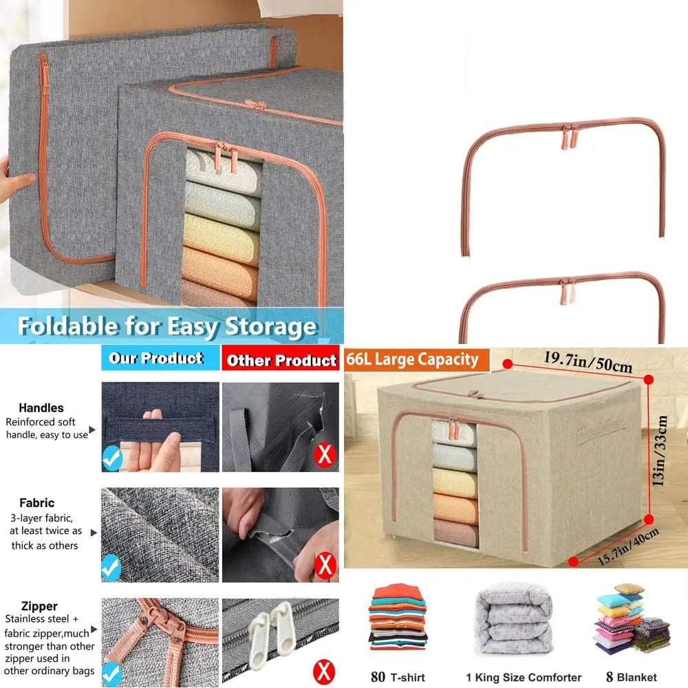 Складные контейнеры для хранения с металлическим каркасом, прозрачным окном и молнией для сезонной одежды и постельного белья (3 шт., 66 л)
Складные контейнеры для хранения с металлическим каркасом, прозрачным окном и молнией для сезонной одежды и постельного белья (3 шт., 66 л)