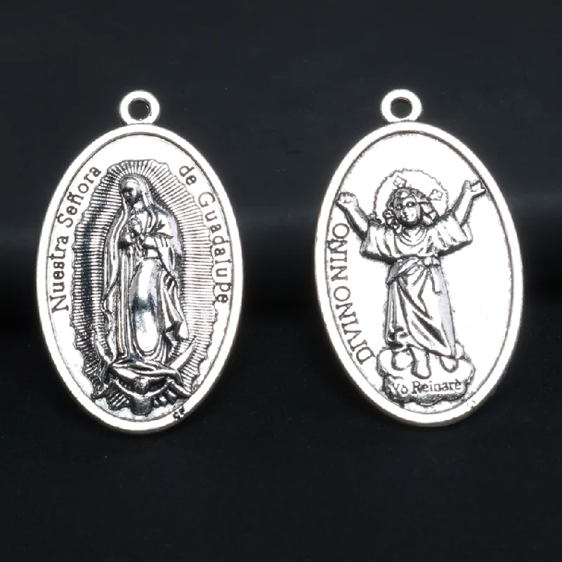3pcs Silver Plated Large Mexican Catholic Virgin Mary Our Lady of Guadalupe Charm Metal Pendant DIY Jewelry Crafts Making A102
3pcs Silver Plated Large Mexican Catholic Virgin Mary Our Lady of Guadalupe Charm Metal Pendant DIY Jewelry Crafts Making A102