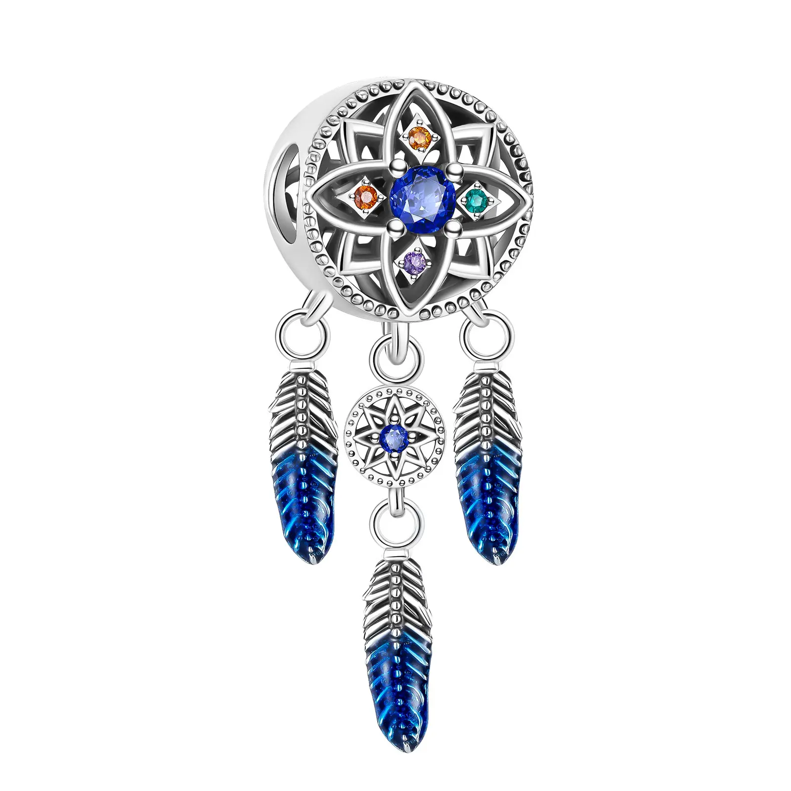 925 Sterling Silver Dream Catcher Blue Feather Charm Fit Original Pandora Charms Bracelets Women DIY Jewelry Gift
925 Sterling Silver Dream Catcher Blue Feather Charm Fit Original Pandora Charms Bracelets Women DIY Jewelry Gift