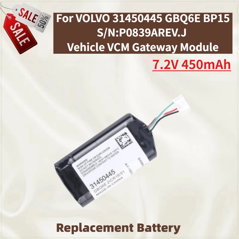 High Quality 7.2V 450mAh Replacement Battery For VOLVO 31450445 GBQ6E BP15 S/N:P0839AREV.J Vehicle VCM Gateway Module Brand New
High Quality 7.2V 450mAh Replacement Battery For VOLVO 31450445 GBQ6E BP15 S/N:P0839AREV.J Vehicle VCM Gateway Module Brand New