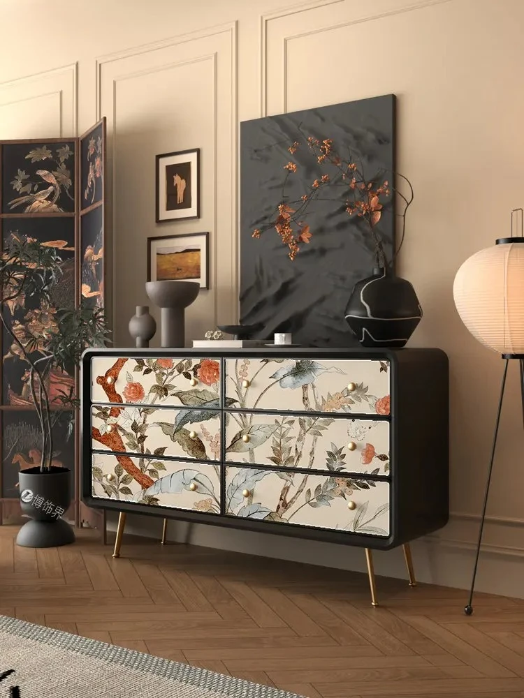 A retro living room partition new entrance cabinet against the wall solid wood storage chest
A retro living room partition new entrance cabinet against the wall solid wood storage chest