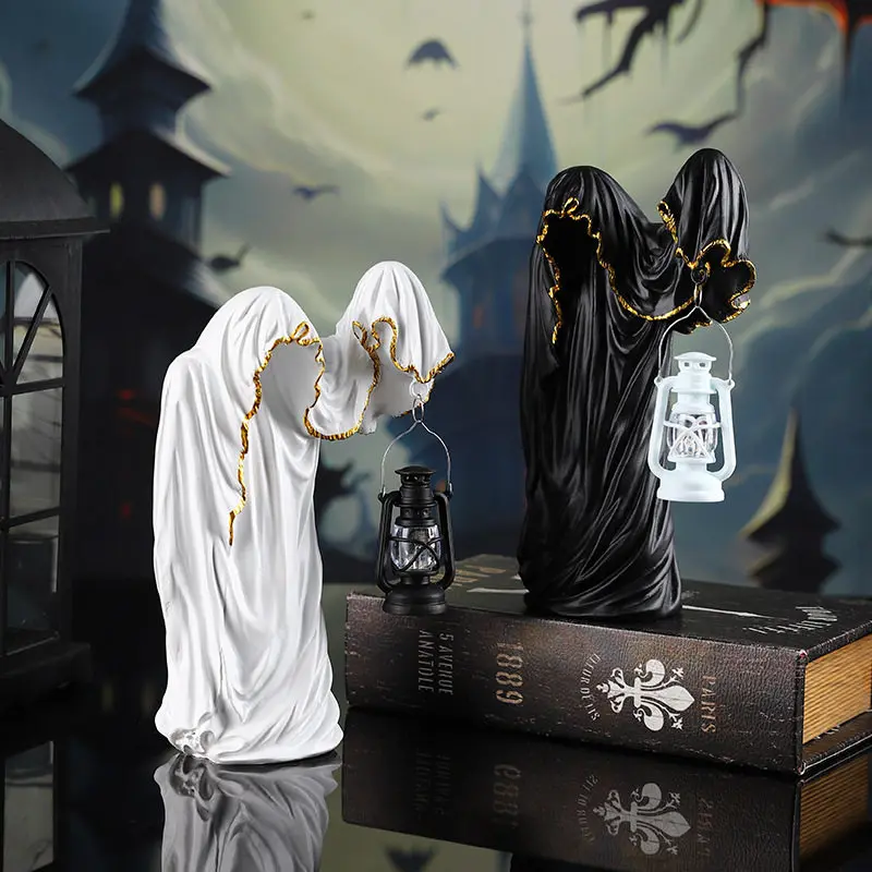 American ghost wizard lantern ornament, dark mysterious black clothed man desktop Halloween
American ghost wizard lantern ornament, dark mysterious black clothed man desktop Halloween