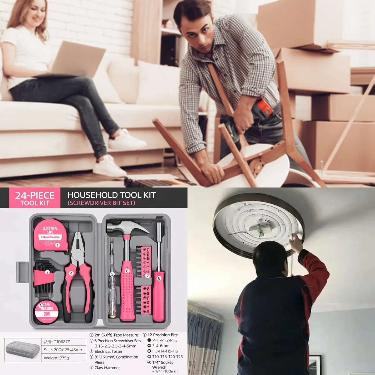 24Pcs Multi Hand Tool Set Household Repair Kit Hardware Screwdriver Bits Socket Wrench Box Home Auto Maintenance DIY Case Suit
24Pcs Multi Hand Tool Set Household Repair Kit Hardware Screwdriver Bits Socket Wrench Box Home Auto Maintenance DIY Case Suit