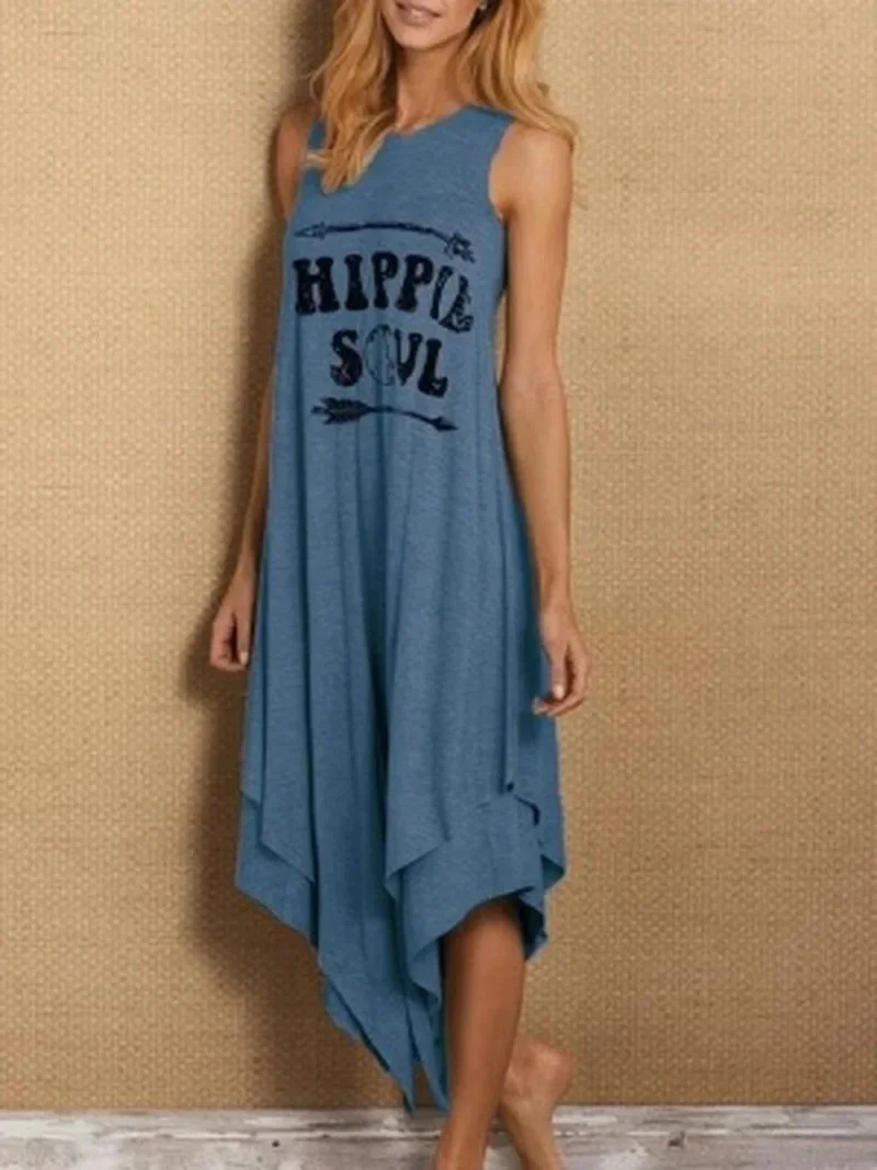 Women Sleeveless Tank Dress Summer Fashion Loose O-Neck Letter Printed Vest Top Female Casual Irregular Hem Maxi Dress Plus Size
Women Sleeveless Tank Dress Summer Fashion Loose O-Neck Letter Printed Vest Top Female Casual Irregular Hem Maxi Dress Plus Size