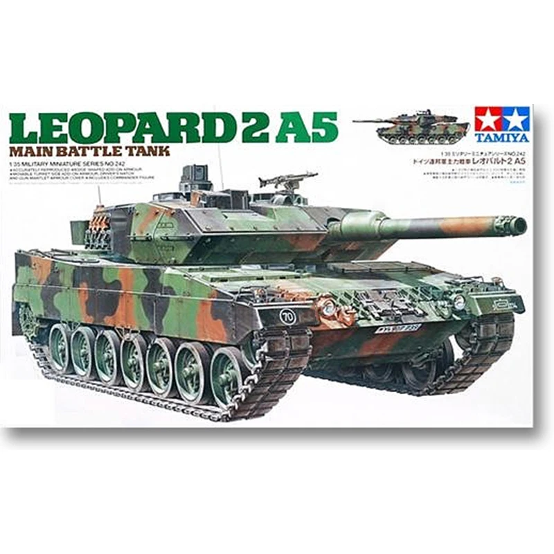 Tamiya 35242 статическая Сборная модель игрушки Масштаб 1/35 для немецкого современного леопарда 2А 5 Основной комплект модели боевого танка
Tamiya 35242 статическая Сборная модель игрушки Масштаб 1/35 для немецкого современного леопарда 2А 5 Основной комплект модели боевого танка