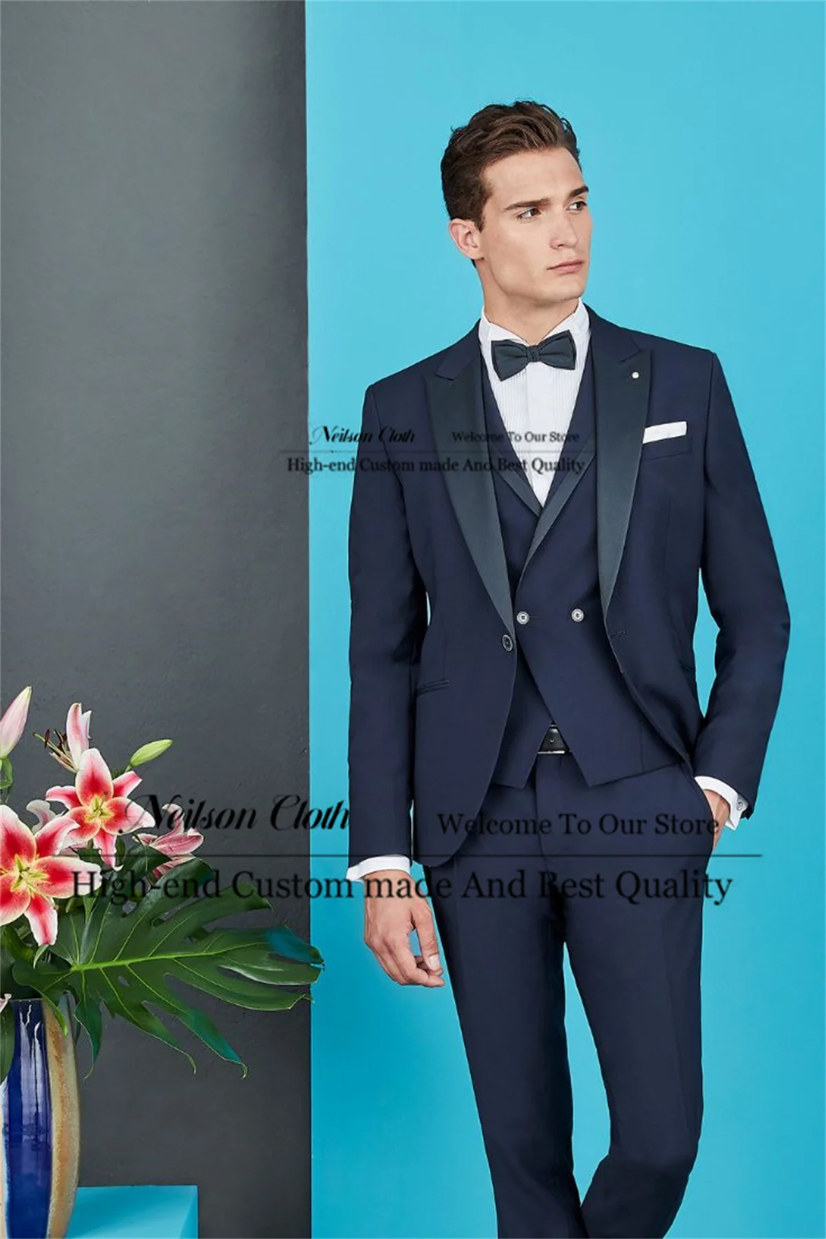 Fashion Blue Peaked Lapel Male Prom Blazers 3 Pieces Sets One Button Groom Wedding Tuxedos Business Customized Costume Homme
Fashion Blue Peaked Lapel Male Prom Blazers 3 Pieces Sets One Button Groom Wedding Tuxedos Business Customized Costume Homme