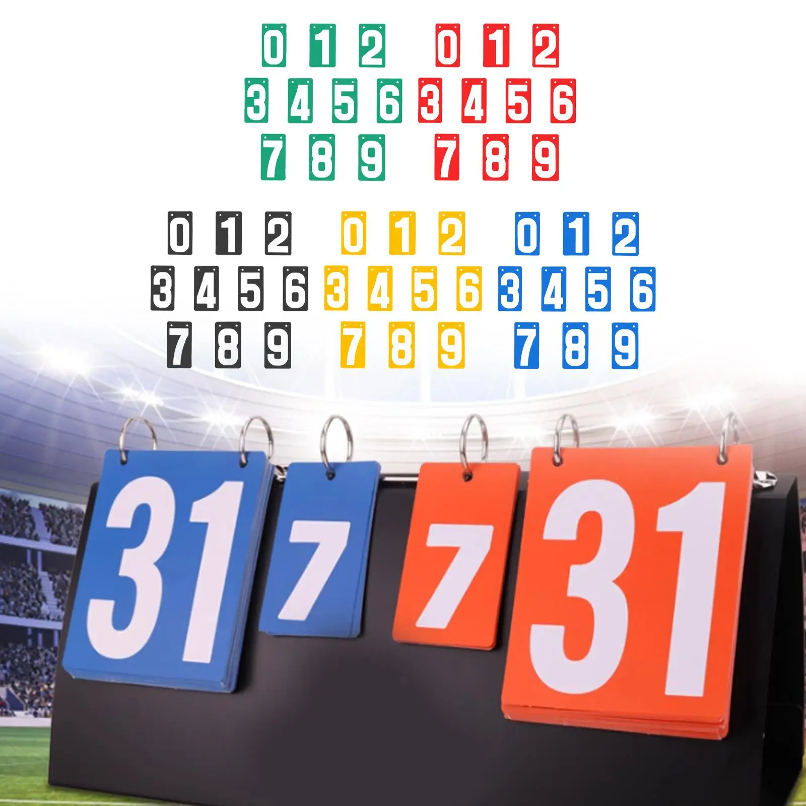 Numbers 0-9 Flip Number Cards Efficient Score Recording Board Tabletop Flipper for Basketball and Baseball
Numbers 0-9 Flip Number Cards Efficient Score Recording Board Tabletop Flipper for Basketball and Baseball