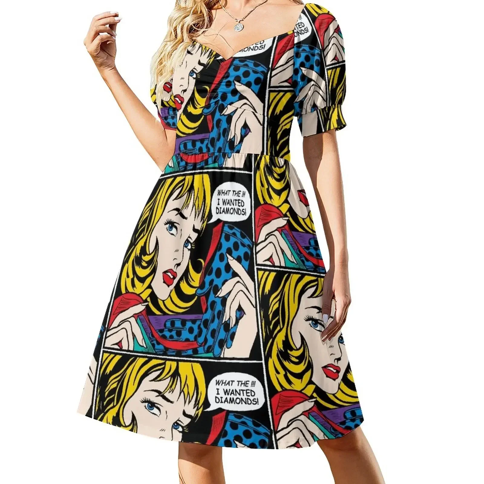 Pop Art - 'What the !!! I wanted Diamonds' Short-Sleeved Dress dresses ladies 2025 summer ceremony dresses Dress
Pop Art - 'What the !!! I wanted Diamonds' Short-Sleeved Dress dresses ladies 2025 summer ceremony dresses Dress