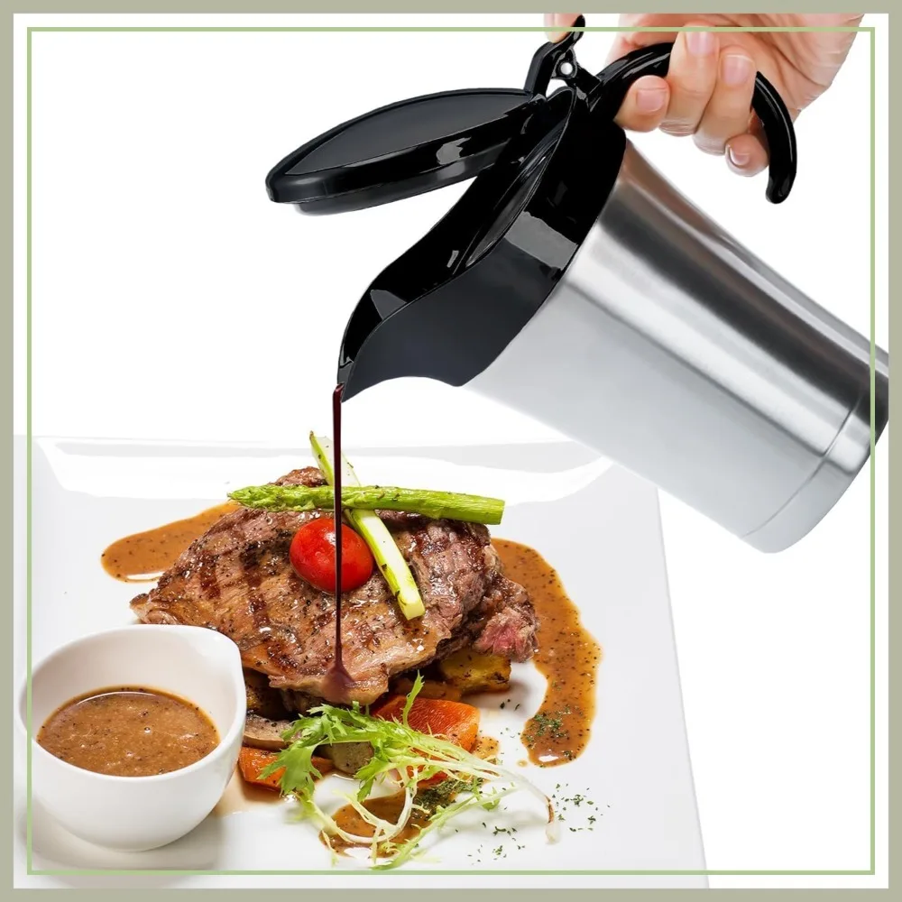 Double Insulated Gravy Boat, 25oz Stainless Steel Sauce Jug with Hinged Lid, Ideal Gravy Warmer Pitcher for Family Dinners & Parties, 750ML
Double Insulated Gravy Boat, 25oz Stainless Steel Sauce Jug with Hinged Lid, Ideal Gravy Warmer Pitcher for Family Dinners & Parties, 750ML