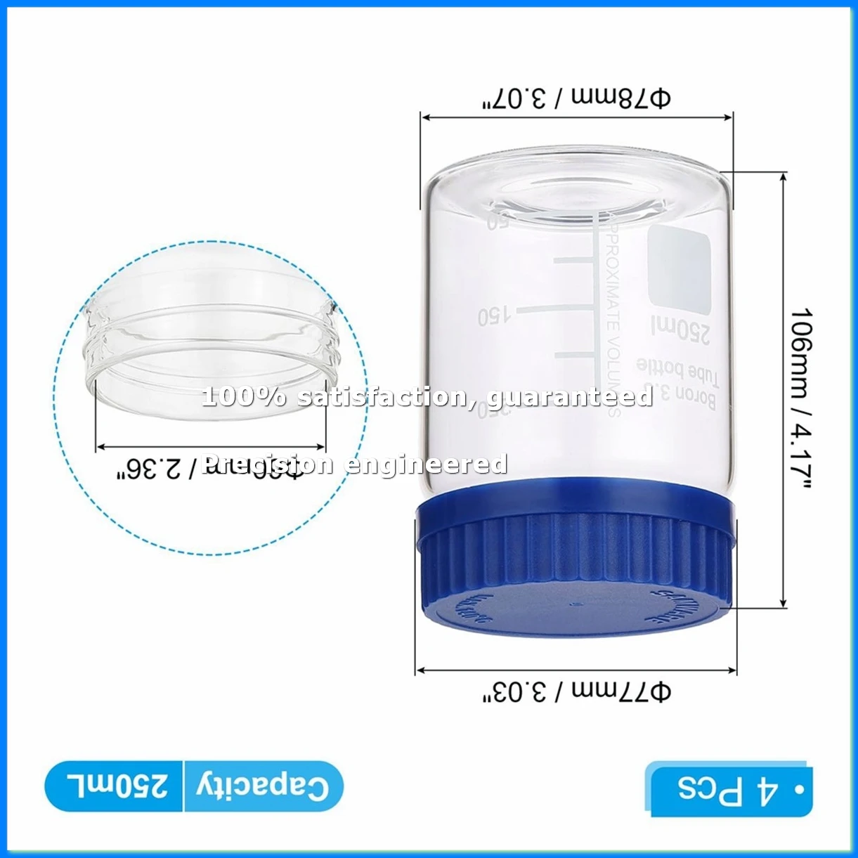 4 Pack Reagent Media Storage Bottles, 250ml Borosilicate Glass Wide Mouth Graduated Round Bottles with GL32 Screw Cap-ABVK
4 Pack Reagent Media Storage Bottles, 250ml Borosilicate Glass Wide Mouth Graduated Round Bottles with GL32 Screw Cap-ABVK